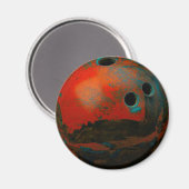 赤いボウリングカスタマイズボール マグネット (正面/裏面)