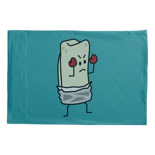 赤いボクシンググラブが付いているブリトーのボクサーの戦闘機 枕カバー (裏面)