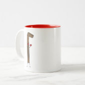 赤いボクシンググラブが付いているメキシコ人のChurroの戦闘機 ツートーンマグカップ (正面左)