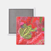 赤いボグマグネットのカエル マグネット (正面/裏面)