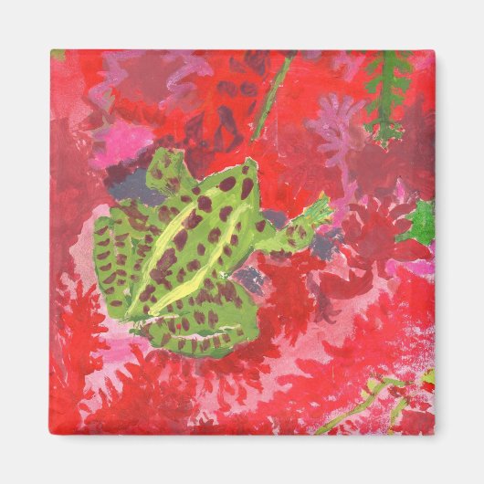 赤いボグマグネットのカエル マグネット (正面)