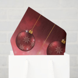 赤いボケを背景にしたクリスマス・ボール 薄葉紙