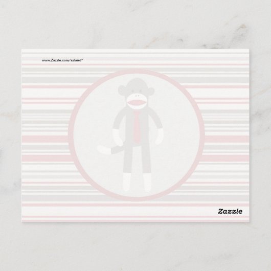 赤いボスにネクタイをしたの靴下ストライプ猿 ポストカード (裏面)