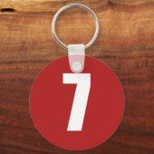 赤いボタンキーチェーンの白の数字7 キーホルダー (正面)