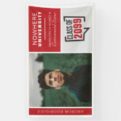 赤いボックス & 写真 卒業バナー 横断幕 (縦)