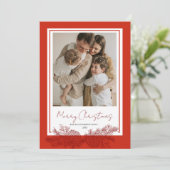 赤いボモダンタニカルエレガントフォトクリスマス シーズンカード (スタンド正面)