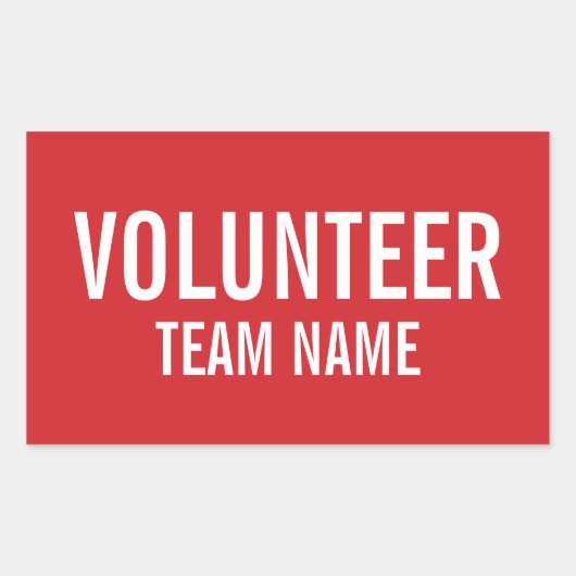 赤いボランティアバカスタムッジ(チーム名) 長方形シール (正面)
