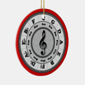 赤いボーダーとの五番目の音楽円 セラミックオーナメント (右)
