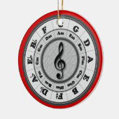 赤いボーダーとの五番目の音楽円 セラミックオーナメント (左)