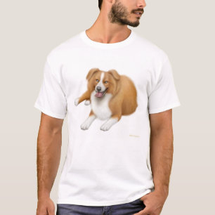 赤いボーダーコリーのTシャツ Tシャツ