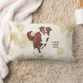 赤いボーダーコリー、タンの葉 ランバークッション (ブランケット)