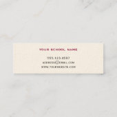 赤いボーダーベージュ色の卒業の発表の名刺 コーリングカード (裏面)