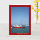 赤いボート カード (黄色い花)