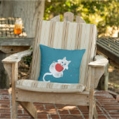 赤いボールと葉と遊ぶ白猫 アウトドアクッション (椅子)