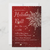 赤いボールに優雅な雪の結晶 招待状 (正面)