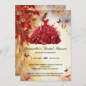 赤いボールガウンフローラ花嫁になるブライダル 招待状 (正面/裏面)