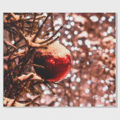 赤いボール、白いライト、雪 ラッピングペーパー (フラット)