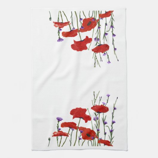 赤いポかわいらしピーのキッチンタオル キッチンタオル (縦)