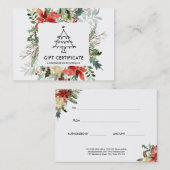 赤いポインセチアがクリスマスプレゼント券を贈る 割引カード (正面/裏面)