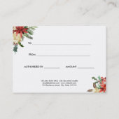 赤いポインセチアがクリスマスプレゼント券を贈る 割引カード (裏面)