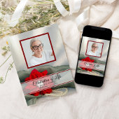 赤いポインセチアとパールの生命の記念祭 招待状