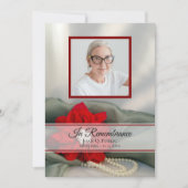 赤いポインセチアとパールの1周年追悼記念 招待状 (正面)