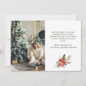 赤いポインセチアとホーリーの写真2枚入りクリスマスカード (裏面)