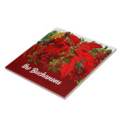 赤いポインセチアと豊かな季節の色相 タイル (側面)