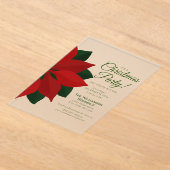 赤いポインセチアのクリスマスパーティー招待状 アクリル招待状 (レイダウン)