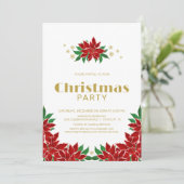 赤いポインセチアのクリスマスパーティー 招待状 (スタンド正面)