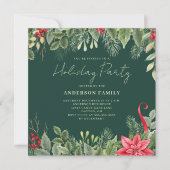 赤いポインセチアのクリスマスホリデーパーティー招待状 招待状 (正面)