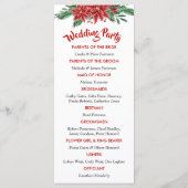 赤いポインセチアのクリスマス結婚式プログラム プログラム (裏面)