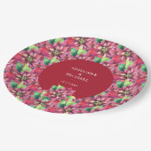 赤いポインセチアのクリスマス ウェディング ペーパープレート (アングル)