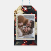 赤いポインセチアのクリスマス ギフトタグ (正面)