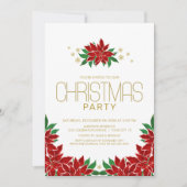 赤いポインセチアのクリスマス パーティー 招待状 (正面)