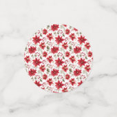 赤いポインセチアのクリスマス フラワー ベリー ホリデー コンフェッティ (スモール正面)