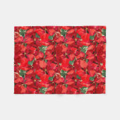 赤いポインセチアのクリスマス フリースブランケット (正面(横))