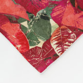 赤いポインセチアのクリスマス フリースブランケット (角)