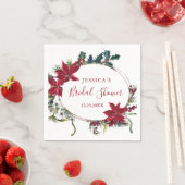 赤いポインセチアのクリスマス ブライダルシャワーの紙ナプキン スタンダードカクテルナプキン (インサイチュ)