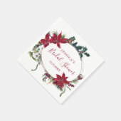 赤いポインセチアのクリスマス ブライダルシャワーの紙ナプキン スタンダードカクテルナプキン (角)
