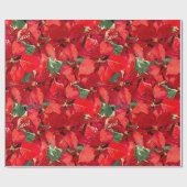 赤いポインセチアのクリスマス ラッピングペーパー (フラット)