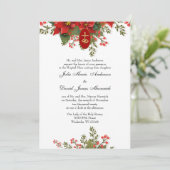 赤いポインセチアのクリスマス　宗教的なエレガントな結婚式 招待状 (スタンド正面)