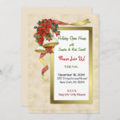 赤いポインセチアのベル 招待状 (正面/裏面)