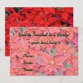 赤いポインセチアのホリデーパーティー招待状 招待状 (正面/裏面)