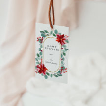 赤いポインセチアのホリデー フローラル モノグラム