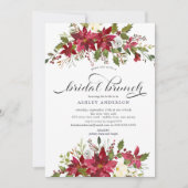 赤いポインセチアのホーリーブライダルシャワーブランunch 招待状 (正面)