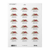 赤いポインセチアのホーリー返礼住所 ラベル (フルシート)