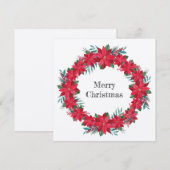 赤いポインセチアのリース シーズンカード (正面/裏面)