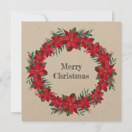 赤いポインセチアのリース シーズンカード