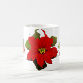 赤いポインセチアの休日のマグ2 コーヒーマグカップ (中央)